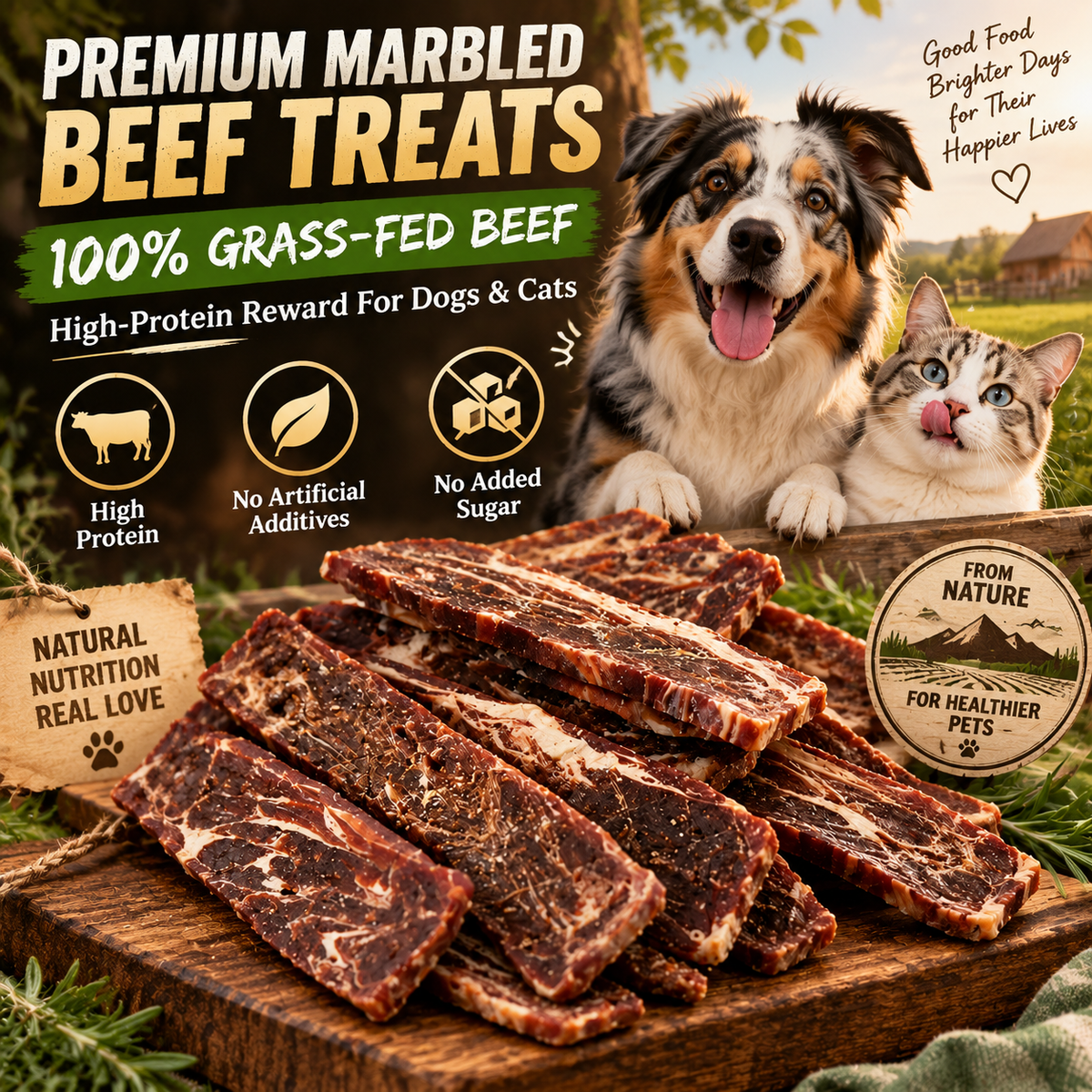 🥩All‑Natural Pet Beef Jerky🐶Supports Muscle, Skin & Coat for Dogs & Cats of All Ages🐱-8JX3