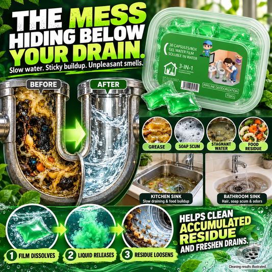 🟢 Drain-Unclogging Pods 💥Break Down Stubborn Grease & Buildup 🧽 Clear Slow Drains 🚿 Fight Drain Odors-8RH7