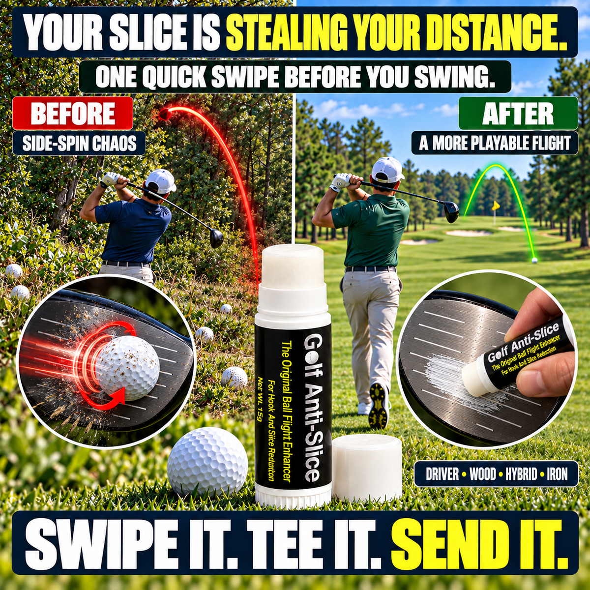 🔥 Anti-Slice Tech Wax 🔥 Simple Solution to Tame Side ⛳ Spin & Hit Straighter Golf Shots-8RH7
