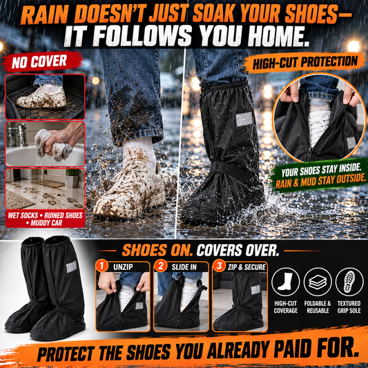Waterproof Boot Covers 👟 Zip On Before Rain & Mud Ruin Your Favorite Shoes-8RH7