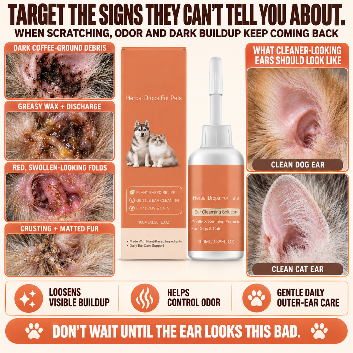 🔥 Limited-time offer 🔥 Herbal Drops For Pet 🐾Constant Ear Scratching? Head Shaking? That Smell? Check Their Ears.-8RH7