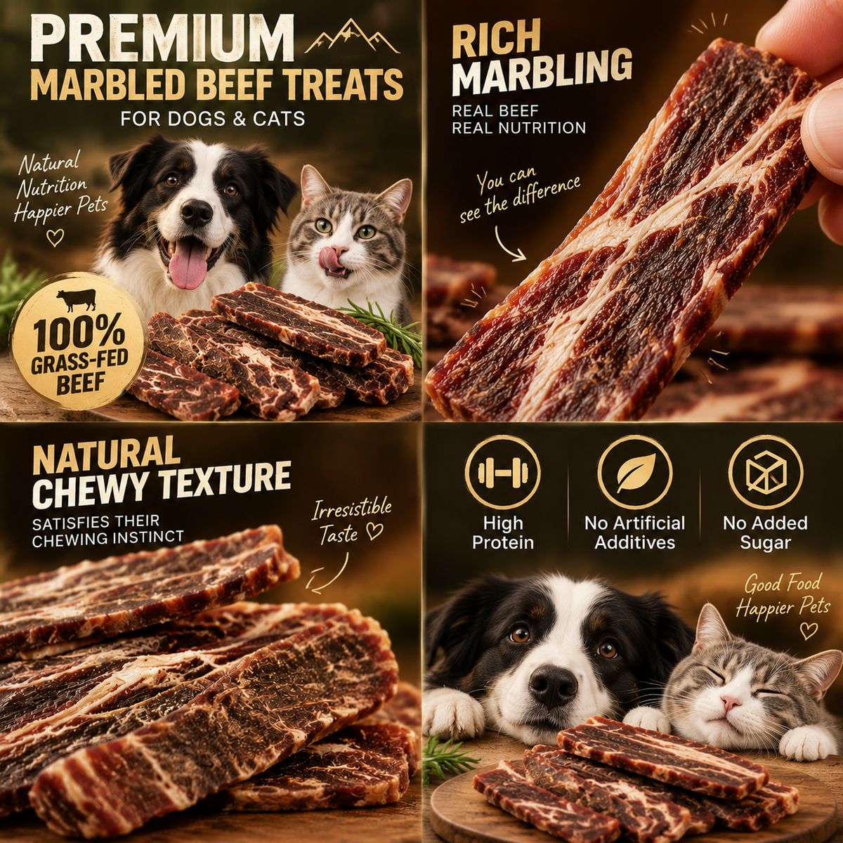 🥩All‑Natural Pet Beef Jerky🐶Supports Muscle, Skin & Coat for Dogs & Cats of All Ages🐱-8JX3