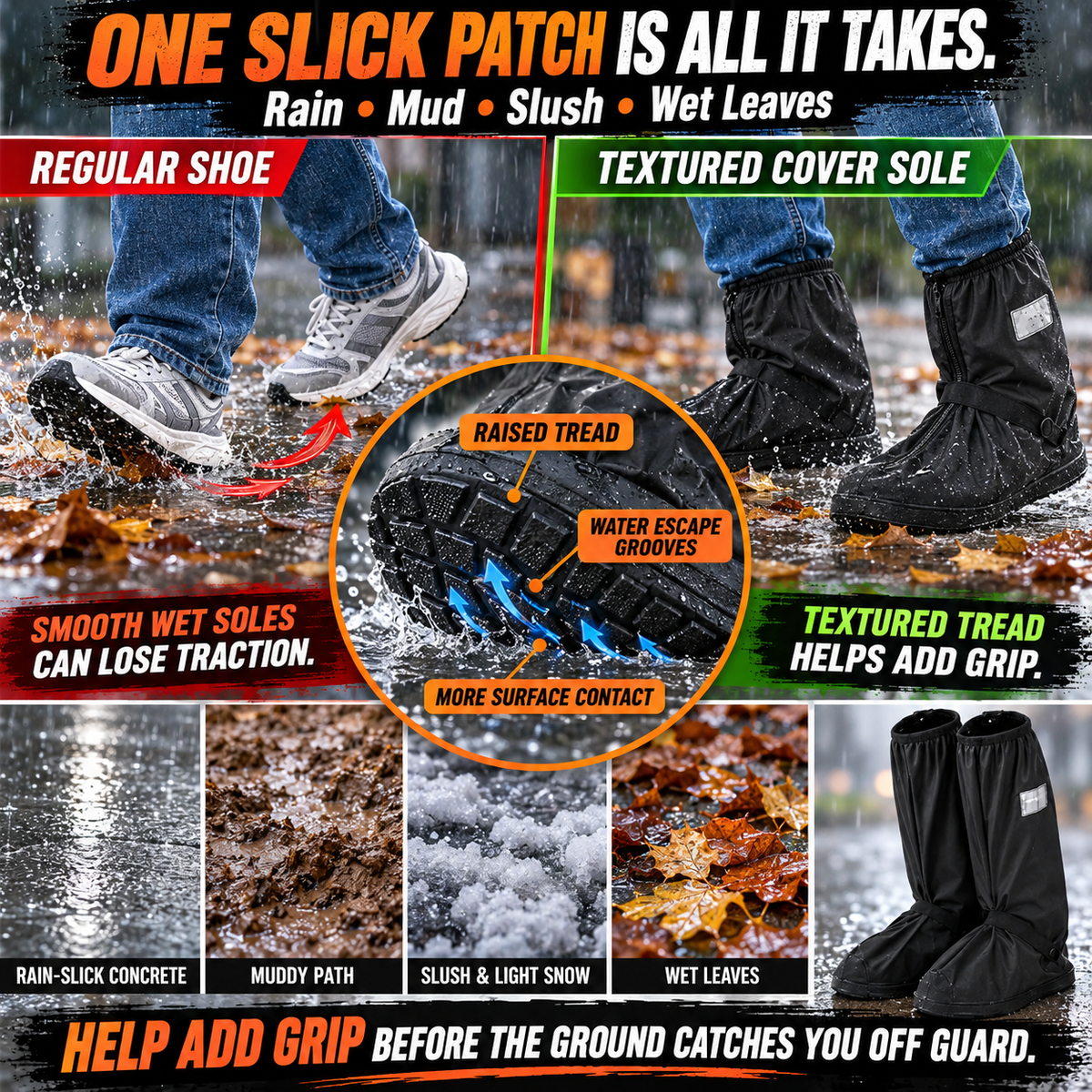 Waterproof Boot Covers 👟 Zip On Before Rain & Mud Ruin Your Favorite Shoes-8RH7