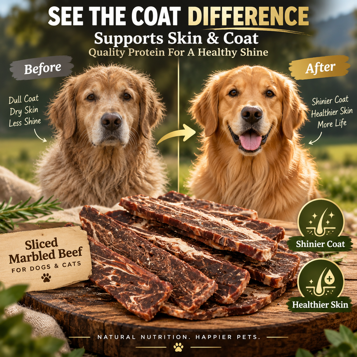 🥩All‑Natural Pet Beef Jerky🐶Supports Muscle, Skin & Coat for Dogs & Cats of All Ages🐱-8JX3