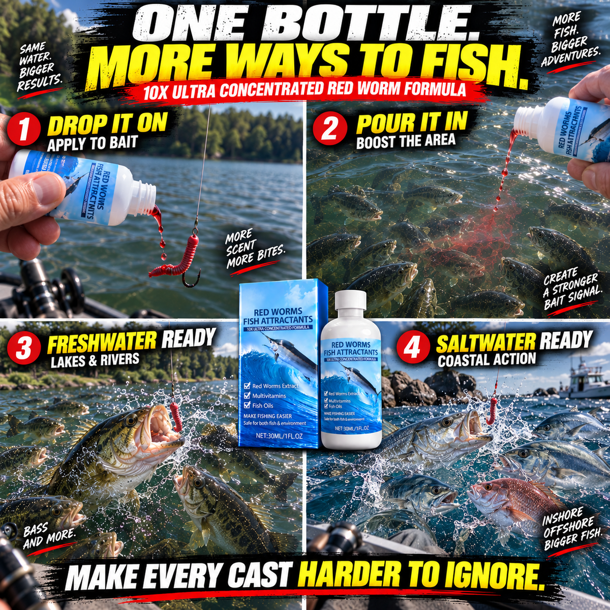 🎣TURN YOUR BAIT INTO A FISH MAGNET🐟10X Predator Signal Technology🌊ONE DROP. MAKE FISH FIND YOUR BAIT-8JX3