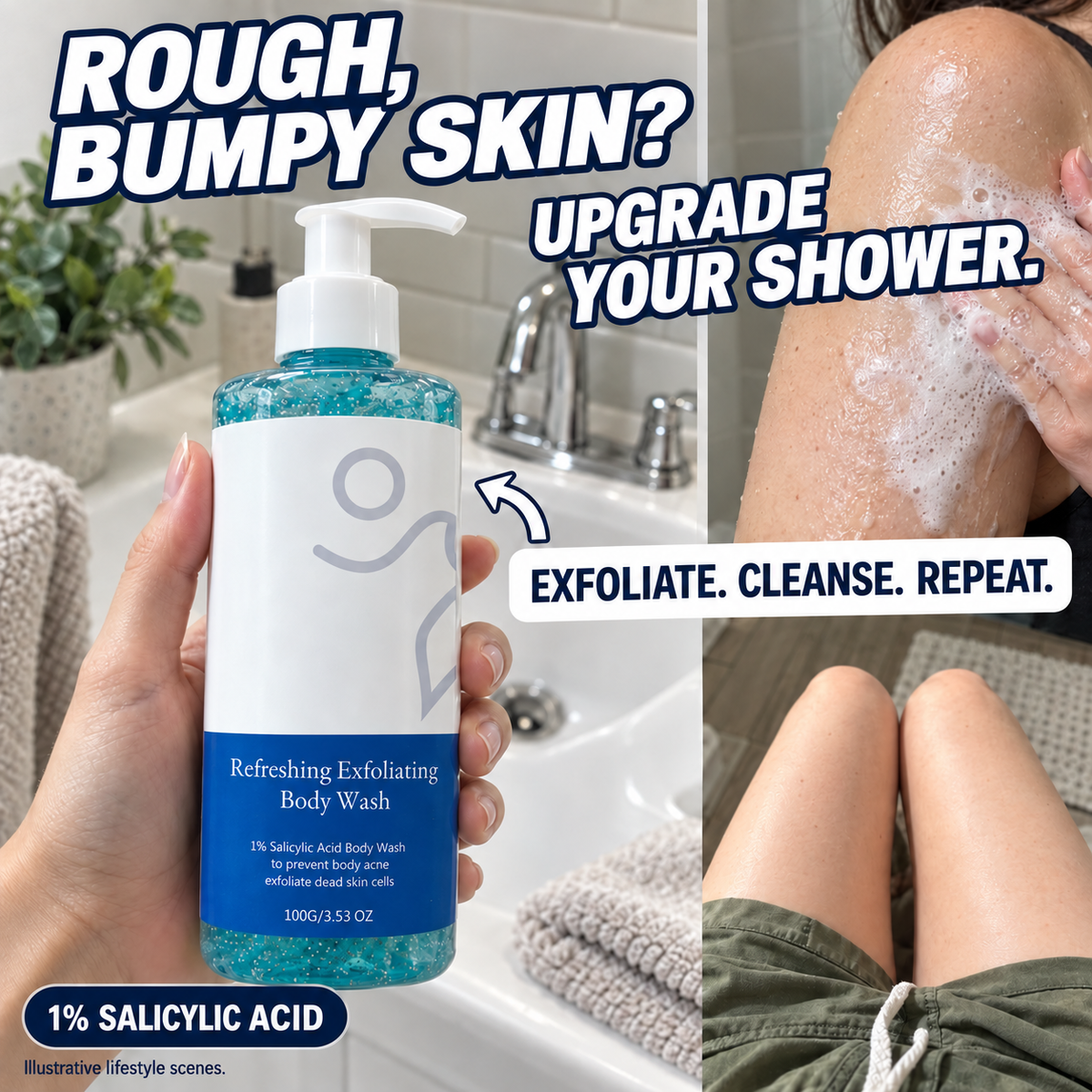 🔥 Flash Sale 🔥 Salicylic Acid Exfoliating Body Wash 🚿 Smoothing for Keratosis Pilaris & Body Acne-8RH7