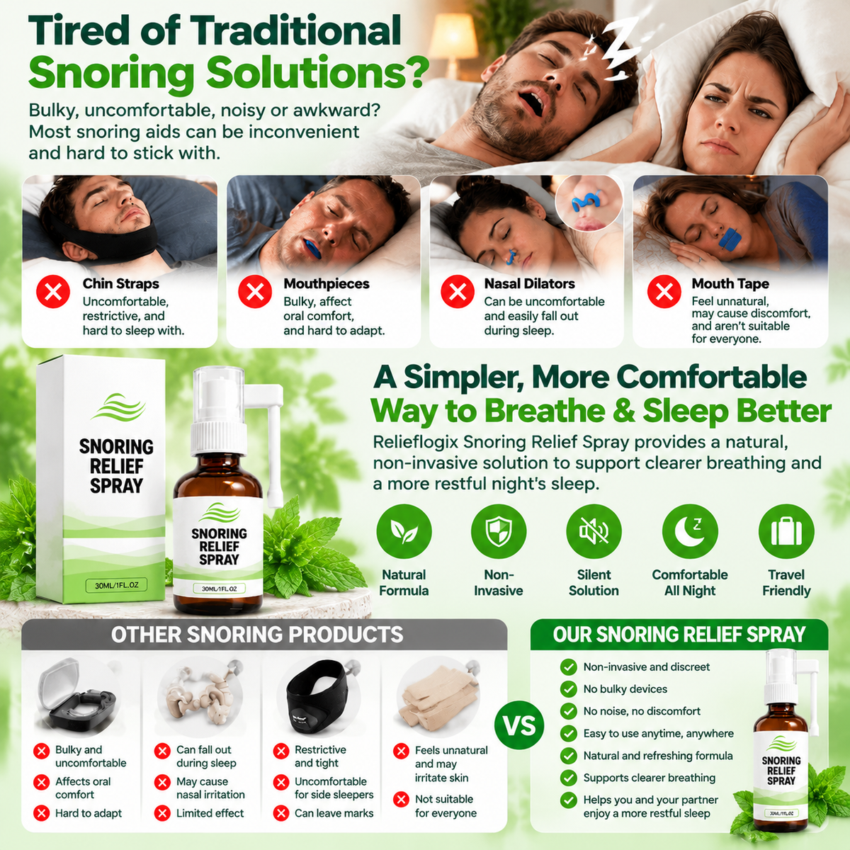 Snoring Relief Spray – 🚨 STOP LETTING LOUD SNORING STEAL YOUR SLEEP — BREATHE MORE COMFORTABLY & WAKE UP REFRESHED 😴