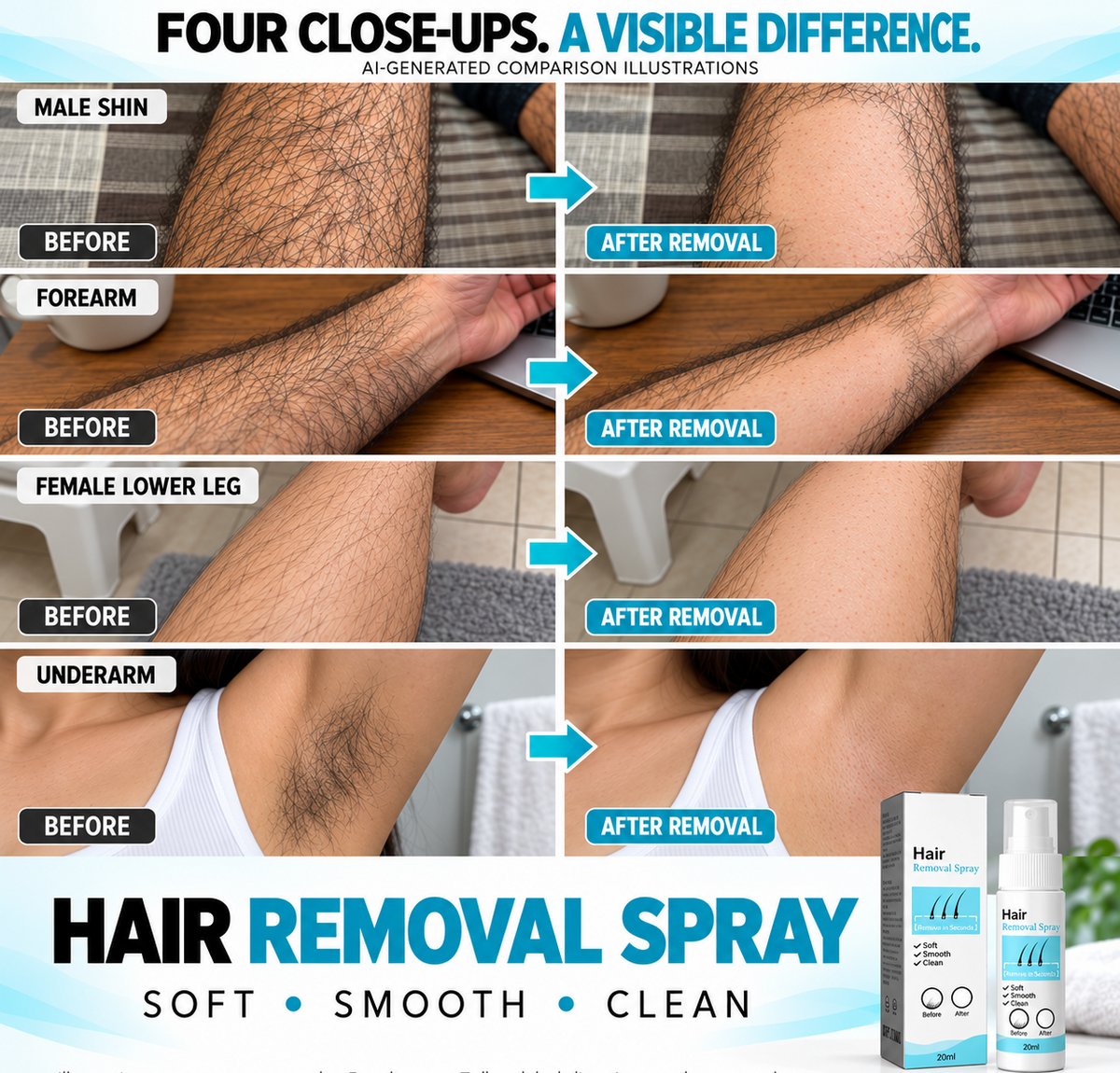 💸 Hair Removal Spray — Another Wax Appointment. Another Bill. Bring Your Routine Home. 🏠