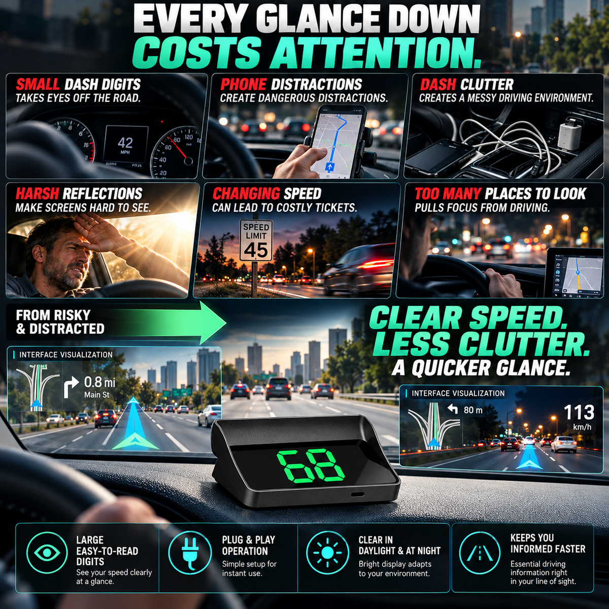 🚨 STOP DRIVING BLIND! ApexDrive  Intelligent GPS HUD – See Your Speed, Direction & Road Alerts Without Taking Your Eyes Off the Road 🚘⚡🛰️-8RH7