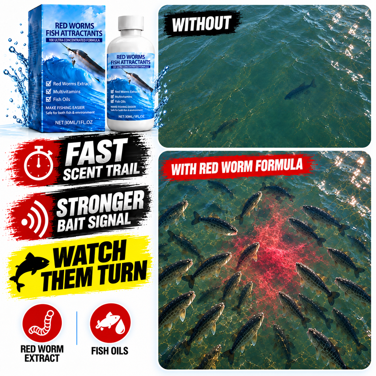 🎣TURN YOUR BAIT INTO A FISH MAGNET🐟10X Predator Signal Technology🌊ONE DROP. MAKE FISH FIND YOUR BAIT-8JX3