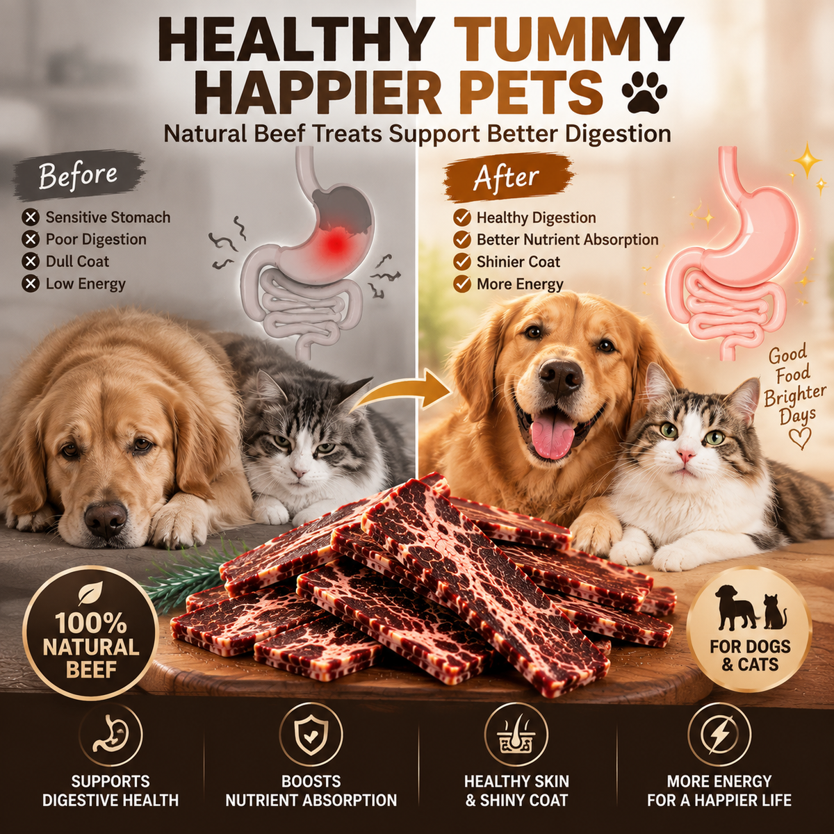 🥩All‑Natural Pet Beef Jerky🐶Supports Muscle, Skin & Coat for Dogs & Cats of All Ages🐱-8JX3