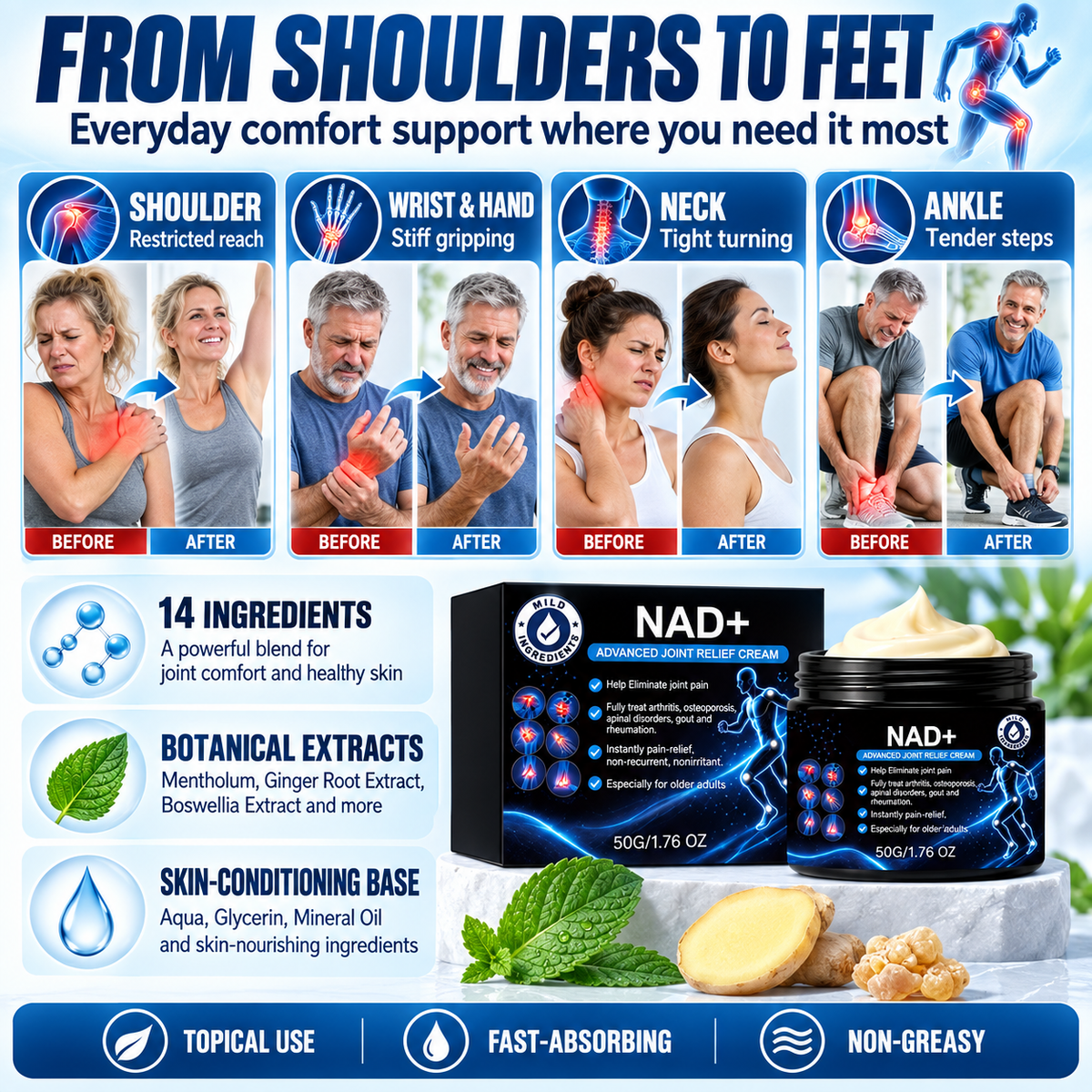 🚨 Stiff Knees? Aching Back? Sore Elbows? Foot & Ankle Pressure? ⚠️ Joint Rescue Advanced Relief Cream-8JX3