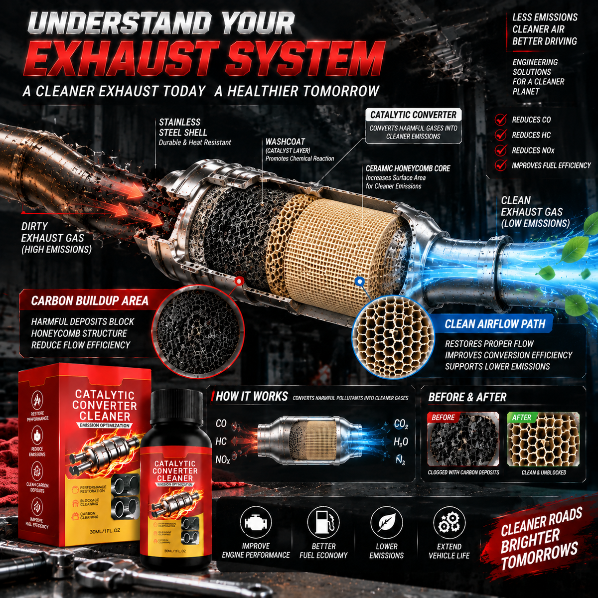 🔥 Stop Overpaying At The Pump🚗Restore Lost MPG & Protect Your Engine With A Professional Catalytic Converter Cleaner-8JX3