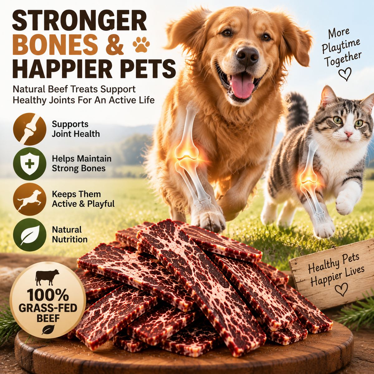 🥩All‑Natural Pet Beef Jerky🐶Supports Muscle, Skin & Coat for Dogs & Cats of All Ages🐱-8JX3