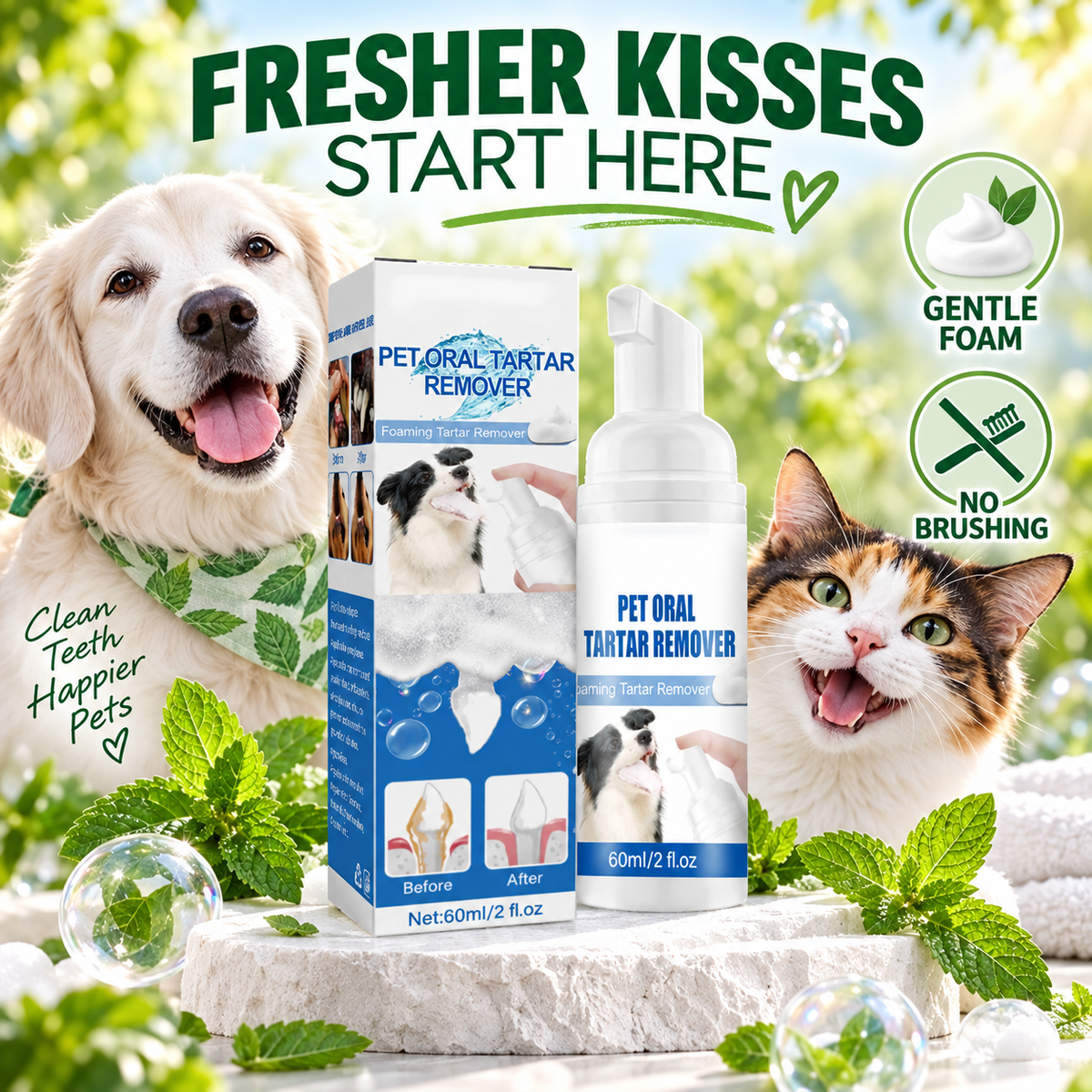 🔥🐾  Dog & Cat Tartar Remover Foam, Fresh BreathOral Care Spray,🦷 Healthy Pet Teeth WithoutBrushing-8RH7