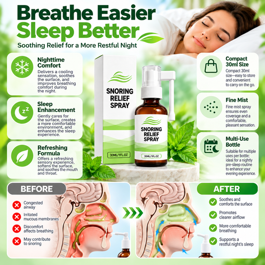 Snoring Relief Spray – 🚨 STOP LETTING LOUD SNORING STEAL YOUR SLEEP — BREATHE MORE COMFORTABLY & WAKE UP REFRESHED 😴
