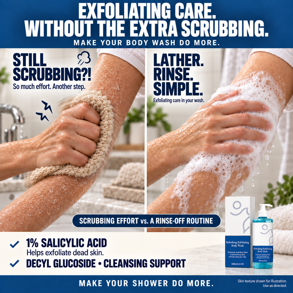 🔥 Flash Sale 🔥 Salicylic Acid Exfoliating Body Wash 🚿 Smoothing for Keratosis Pilaris & Body Acne-8RH7