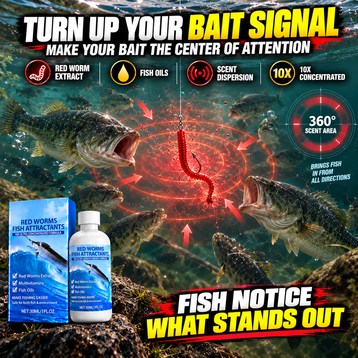 🎣TURN YOUR BAIT INTO A FISH MAGNET🐟10X Predator Signal Technology🌊ONE DROP. MAKE FISH FIND YOUR BAIT-8JX3