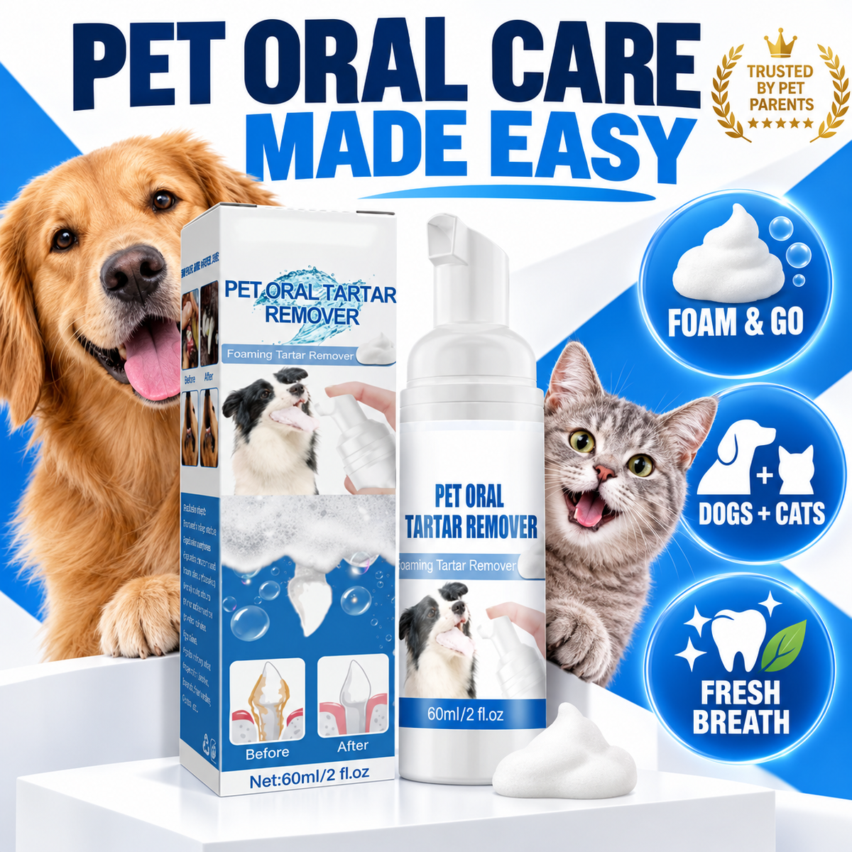 🔥🐾  Dog & Cat Tartar Remover Foam, Fresh BreathOral Care Spray,🦷 Healthy Pet Teeth WithoutBrushing-8RH7