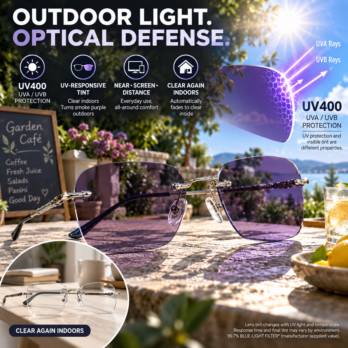 👓 Progressive Photochromic Reading Glasses 🔍 Read Tiny Print ☀️ Tint Automatically Outdoors-8RH7