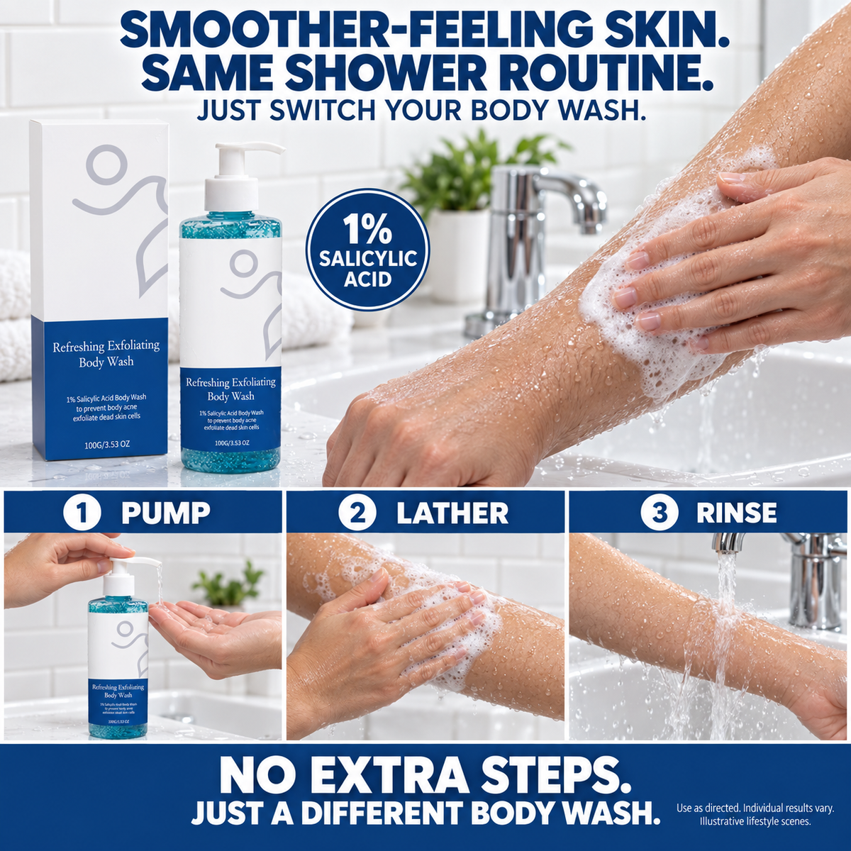 🔥 Flash Sale 🔥 Salicylic Acid Exfoliating Body Wash 🚿 Smoothing for Keratosis Pilaris & Body Acne-8RH7