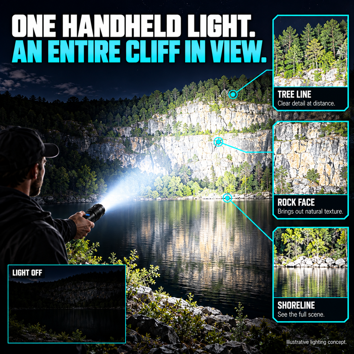 🔦 TacticalBeam Pro Rechargeable Flashlight 🎯 Adjustable Flood & Spot Beam 🌧️ IPX7 Waterproofing for Home, Roadside & Outdoor Use-8RH7