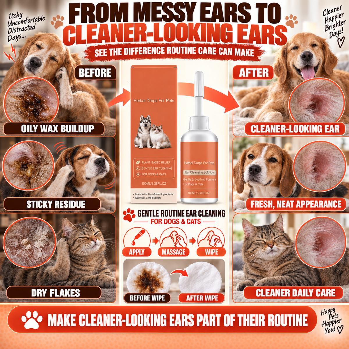 🔥 Limited-time offer 🔥 Herbal Drops For Pet 🐾Constant Ear Scratching? Head Shaking? That Smell? Check Their Ears.-8RH7