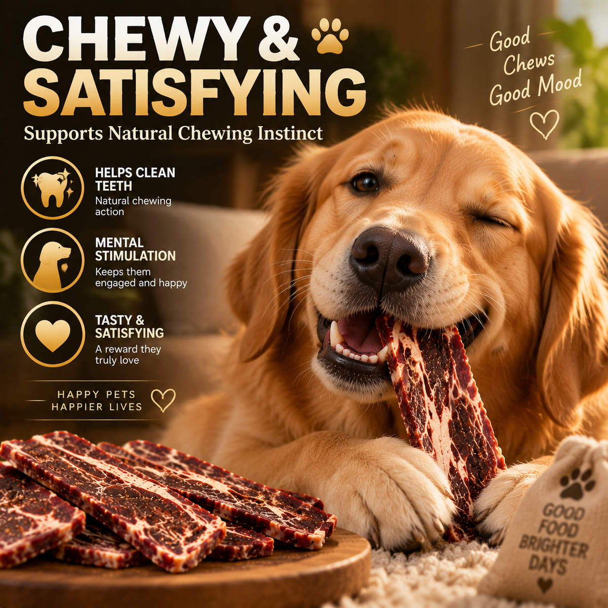 🥩All‑Natural Pet Beef Jerky🐶Supports Muscle, Skin & Coat for Dogs & Cats of All Ages🐱-8JX3