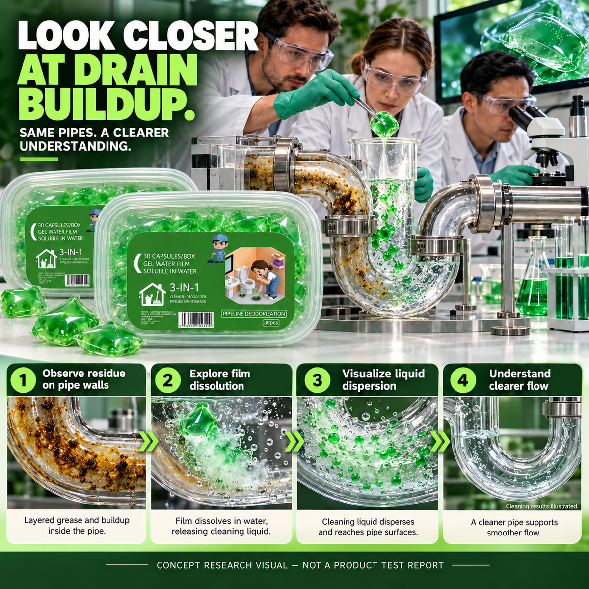 🟢 Drain-Unclogging Pods 💥Break Down Stubborn Grease & Buildup 🧽 Clear Slow Drains 🚿 Fight Drain Odors-8RH7