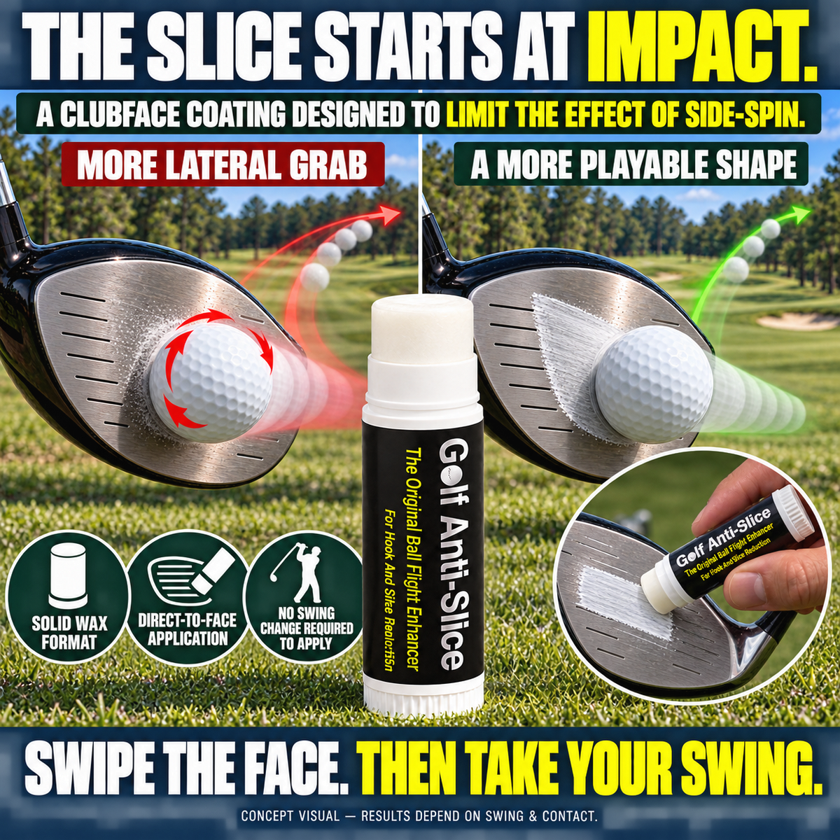 🔥 Anti-Slice Tech Wax 🔥 Simple Solution to Tame Side ⛳ Spin & Hit Straighter Golf Shots-8RH7