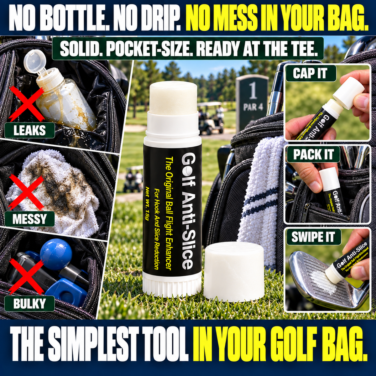 🔥 Anti-Slice Tech Wax 🔥 Simple Solution to Tame Side ⛳ Spin & Hit Straighter Golf Shots-8RH7