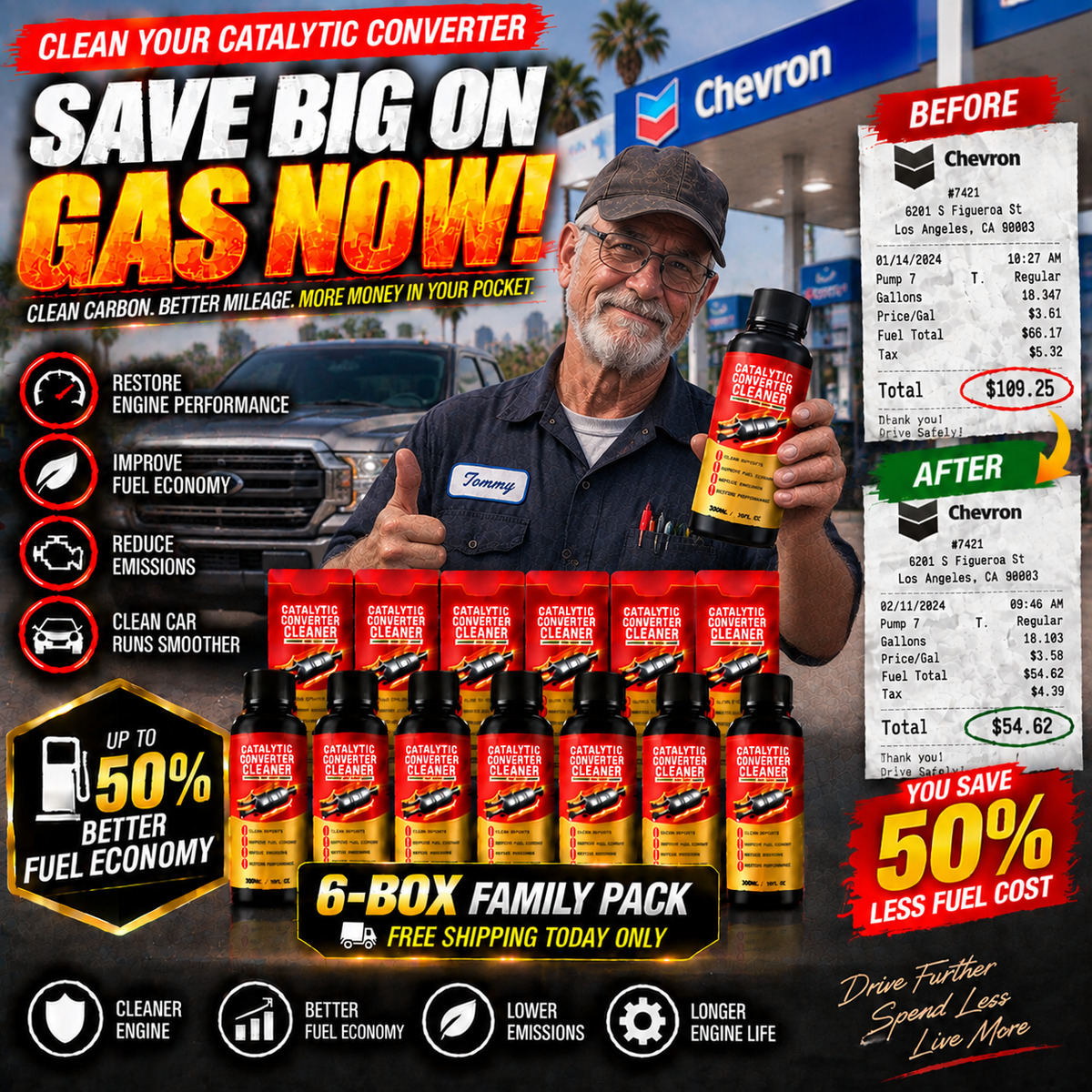 🔥 Stop Overpaying At The Pump🚗Restore Lost MPG & Protect Your Engine With A Professional Catalytic Converter Cleaner-8JX3